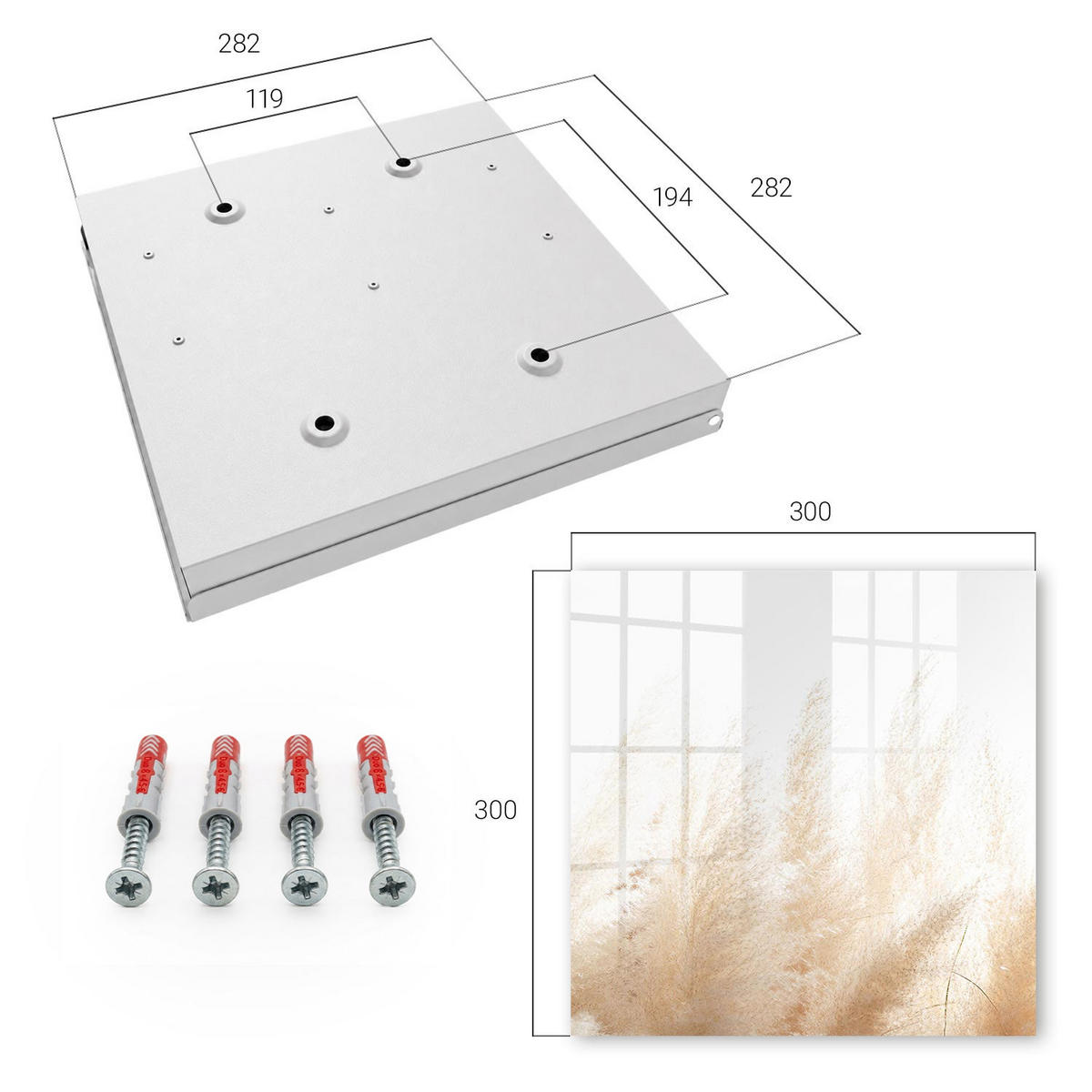 SCHLÜSSELBOX Weiß 30x30 cm – Türöffnung nach rechts - Beruhigende Natur - Creme, Metall (30/30/5cm) - TULUP