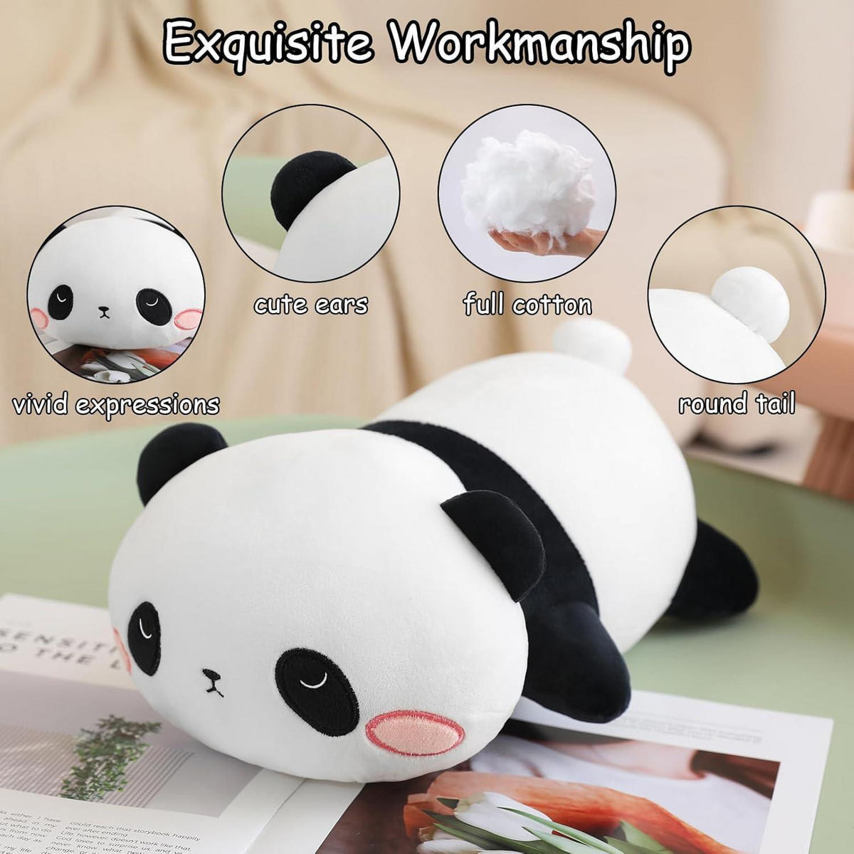 PLÜSCHKISSEN Panda 35 cm - Multicolor, Textil (12.7/20.3cm)