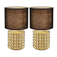 TISCHLEUCHTE Keramik Gold Schwarz 2er Set - Goldfarben, Textil (18.5/18.5/33cm) - Globo Lighting