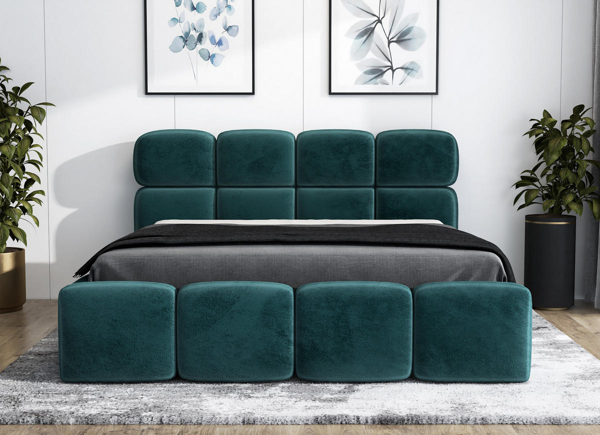 POLSTERBETT MONAKO 140x200 Mintgrün - Mintgrün, Textil (140/200cm) - A&J MöbelLand