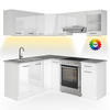 ECKKÜCHE Rick Weiß/Weiß Hochglanz 187 x 167 cm , AP Marmor mit LED-Leisten - Weiß Hochglanz/Weiß, Holzwerkstoff (187/81.6/60cm) - Vicco