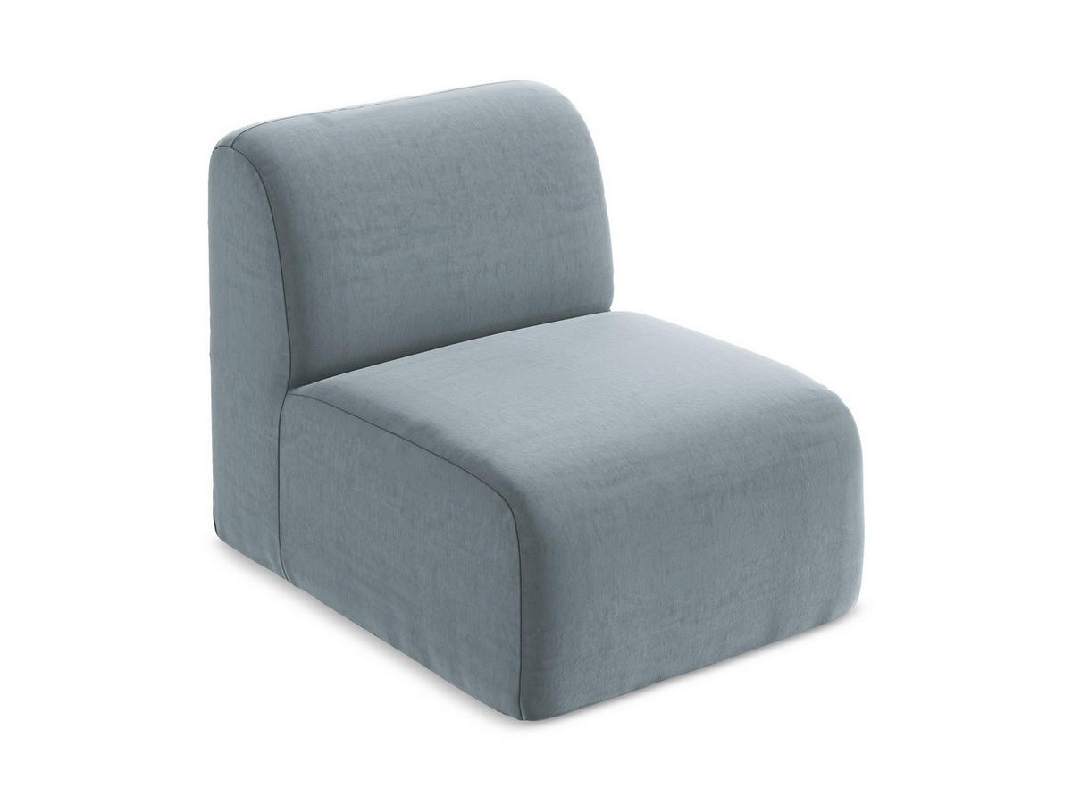 SOFAELEMENT Samt Stoff Blau - Schwarz/Hellblau, Holzwerkstoff/Kunststoff (70/75/94cm) - Makamii