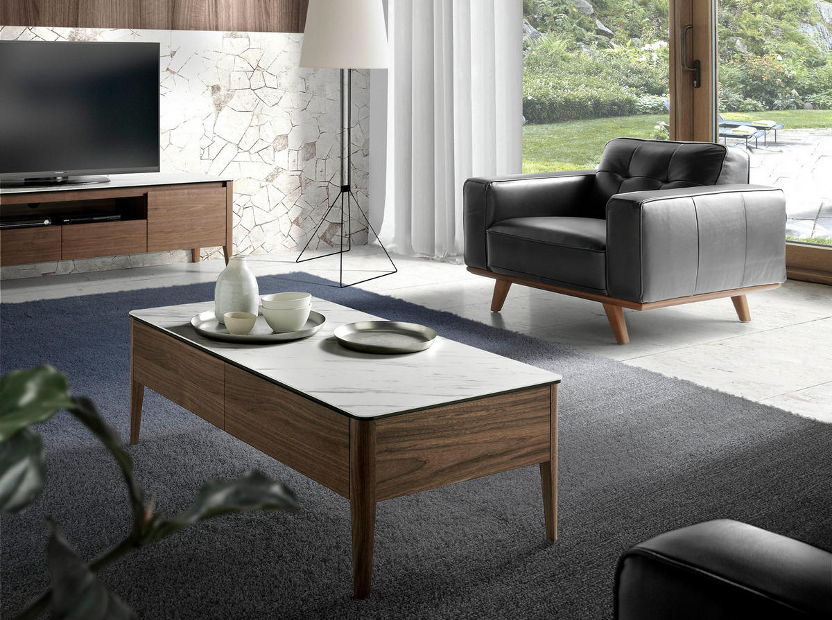 CHESTER-SESSEL aus schwarzem Leder - Schwarz/Braun, Leder/Holz (112/78/95cm) - ANGEL CERDA