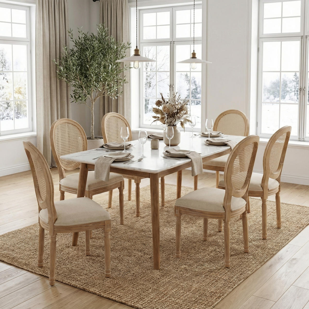 ESSZIMMERSTÜHLE 2er-Set im französischen Landhausstil - Eichefarben, Textil (59/95/49cm) - Urban Meuble