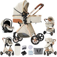 KINDERWAGENSET 3-in-1 mit Autositz, höhenverstellbarer Rückenlehne, wendbarem Sitz, Federung, Verdeck mit UV-Schutz für Babys, weiß - Weiß, Metall (80/60cm) - Kaket