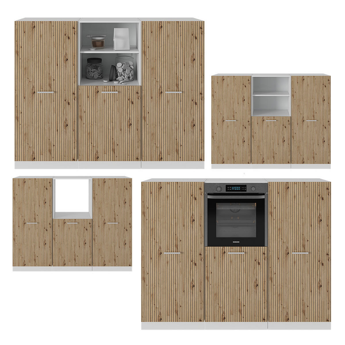 KÜCHENBLOCK R-Line Artisan Eiche/Weiß 180 cm ohne AP - Eiche Artisan/Weiß, Holzwerkstoff (180/81.6/46cm) - Vicco
