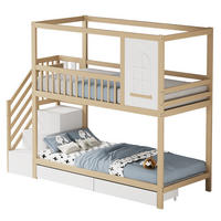 ETAGENBETT 90/200 cm aus Massivholz mit Stauraum und Sicherheitsleiter - Naturfarben, Holz (90/200cm) - BEAOK