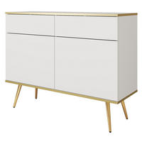 KOMMODE mit Schubladen Rodi - 2 Türen, Weiß + Gold - Goldfarben/Weiß, Holz/Metall (107/85/39cm) - Emporius