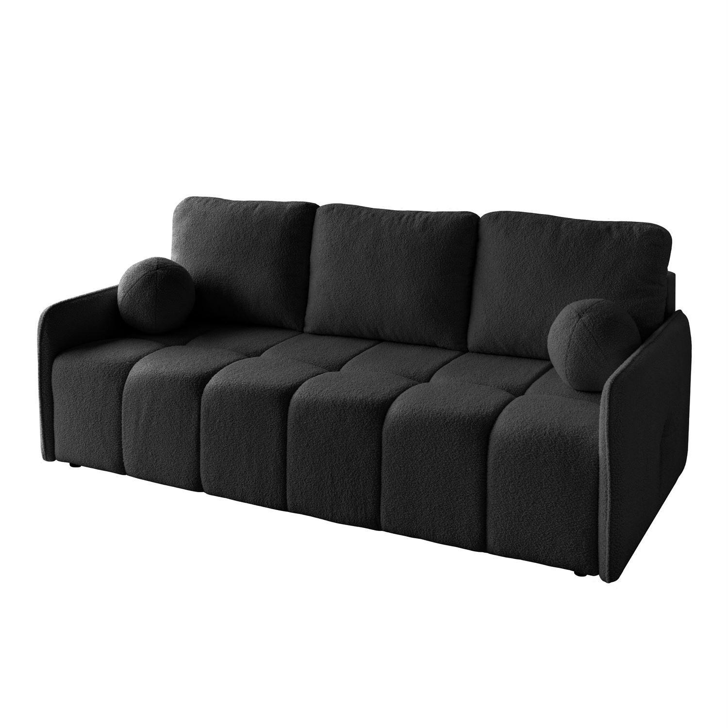 Schlafsofa Morena, zweisitzig, mit Schlaffunktion, Quelle 100 - Schwarz, Textil (207/90/90cm) - Lookway