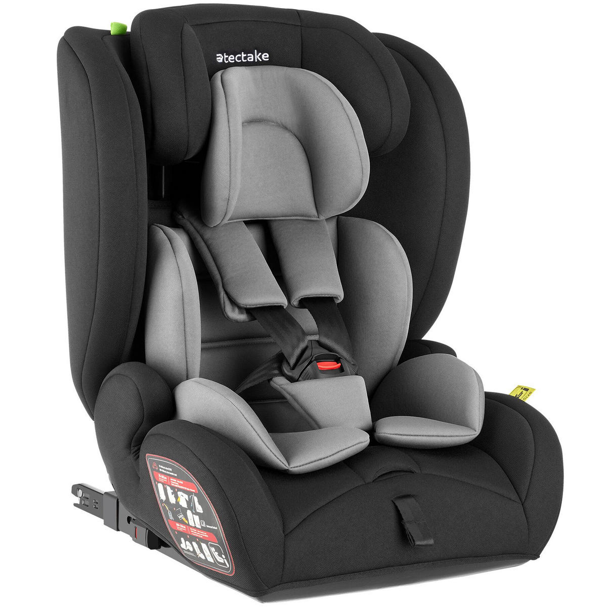 AUTOSITZ Emely,ab 15 Monaten von 76 bis 150 cm, Belastbarkeit 36 kg,dunkelgrau/schwarz - Dunkelgrau/Schwarz, Kunststoff (48/74/48cm) - tectake