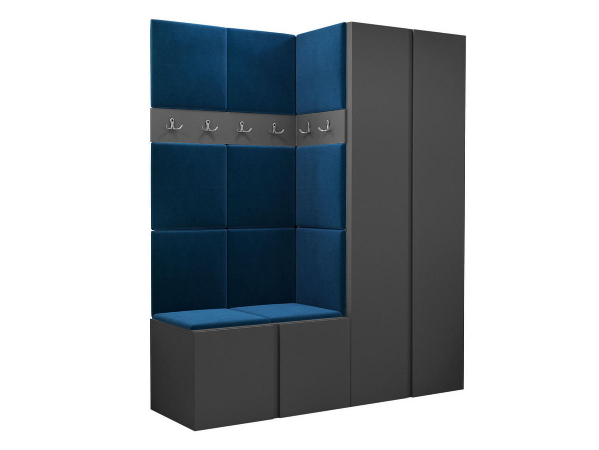 GARDEROBEN-SET Orion III - Blau/Graphitfarben, Holzwerkstoff/Kunststoff (158/186/46cm) - MIRJAN24