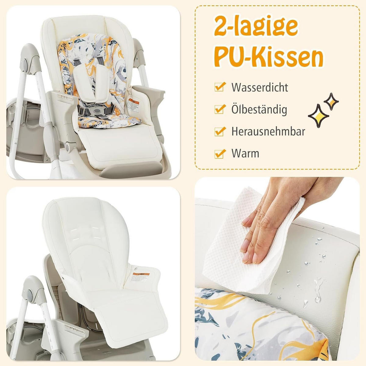 KINDERHOCHSTUHL Höhenverstellbar weiß - Weiß, Kunststoff (102/92/55cm) - COSTWAY