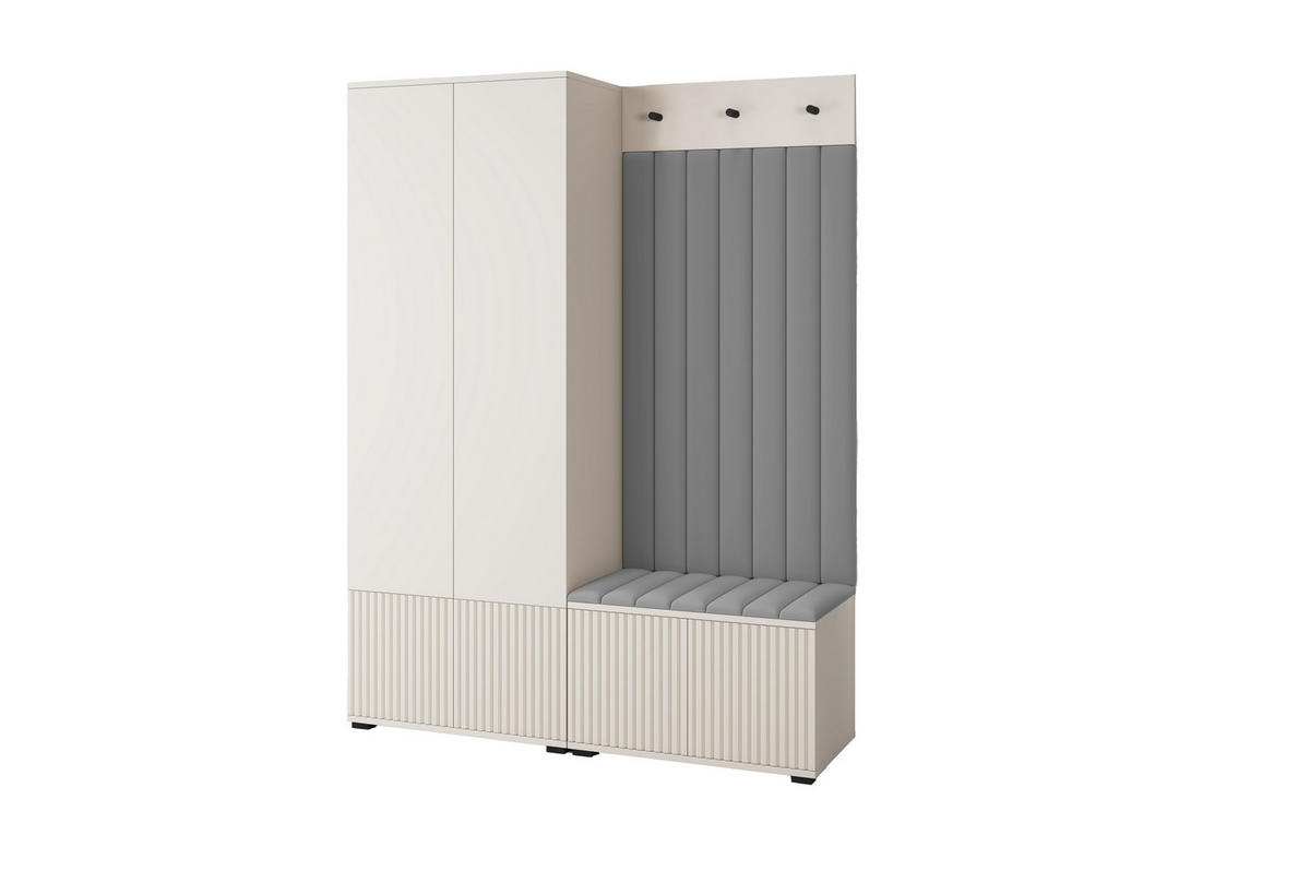 GARDEROBE Ritmo version 1 mit POLSTERPANEELEN GRAU - Beige/Grau, Holzwerkstoff (140/185/40cm) - Jerpax