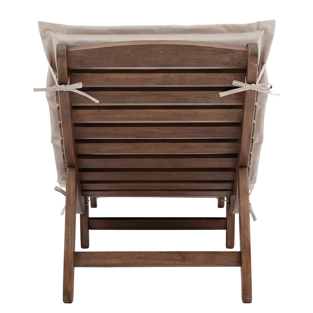GARTENLIEGE - Akazie massiv / Webstoff - Beige, Holz/Textil (54/55/168cm) - home24