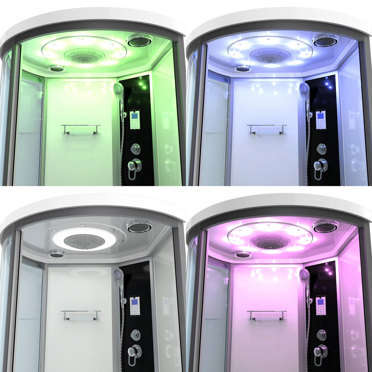 WHIRLPOOL Wanne Duschkabine ws K55-R01-WP-EC 100x1 - Weiß, Glas/Kunststoff (170/220/98cm) - AcquaVapore by Sandra Jentho