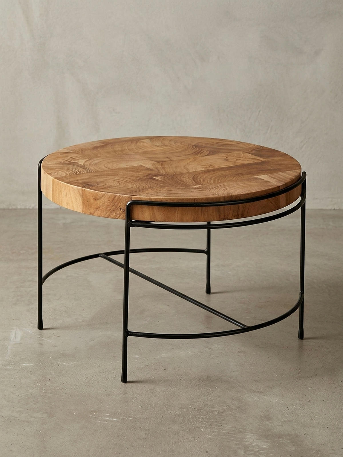 COUCHTISCH Industrial, Akazienholz Mattschwarz Metallgestell, 62x40x62 cm - Beige/Schwarz, Holz/Metall (62/62/40cm) - KADIMA DESIGN