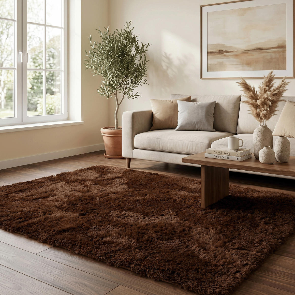 HOCHFLOR SHAGGY TEPPICH FLUFFY - Dunkelbraun, Textil (200/290cm) - Pergamon