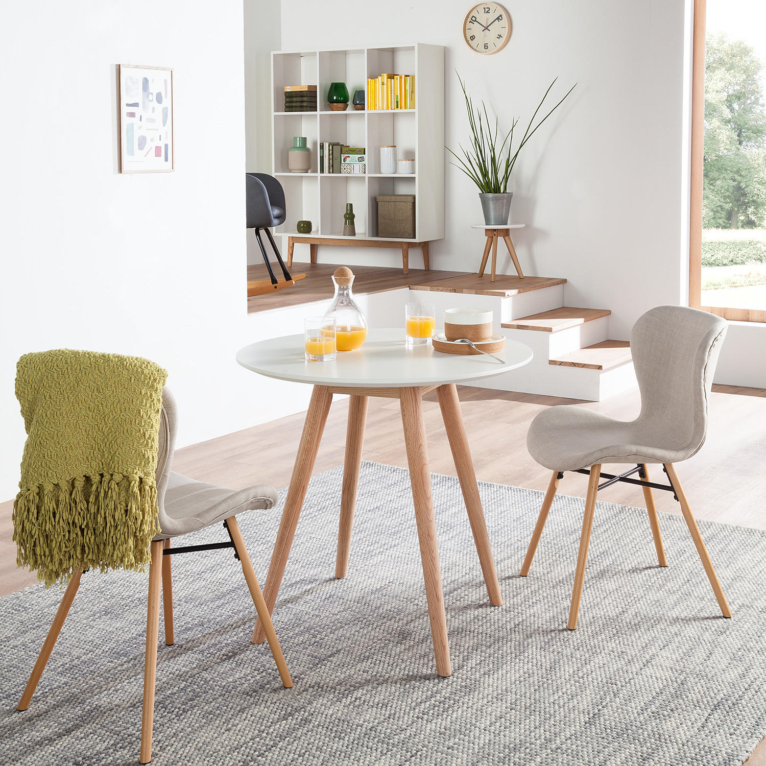 ESSTISCH rund - Eiche teilmassiv - Weiß, Holzwerkstoff (80/80/76cm) - home24