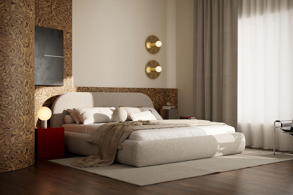 POLSTERBETT LIVV mit Bettkasten, Doppelbett - 180x200 cm - Beige/Naturfarben, Holz/Textil (180/200cm) - mybed.