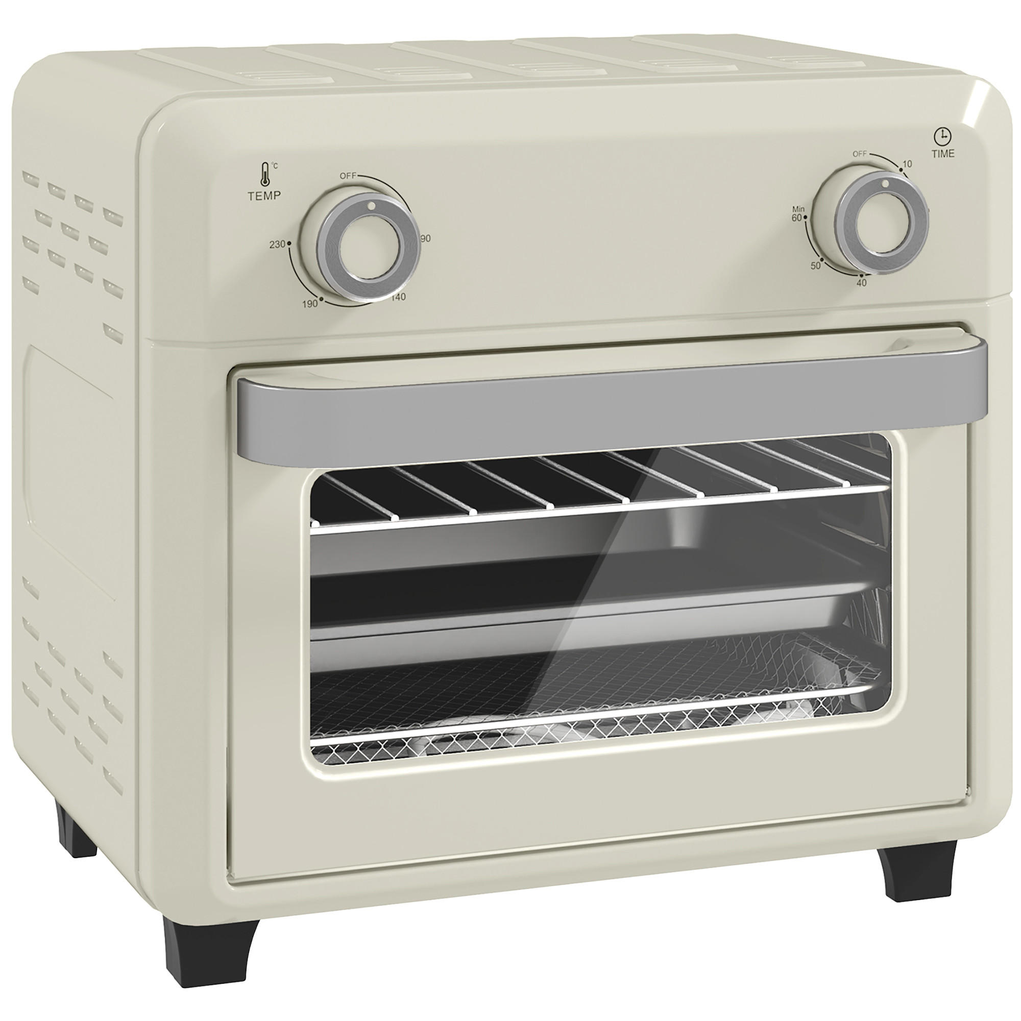 MINIBACKOFEN 10L mit Umluft & Heißluftfritteuse, Touch-Screen, 1000W, Timer, Innenbeleuchtung, Edelstahl - Beige, Metall (32/29.8/27.2cm) - Beaface