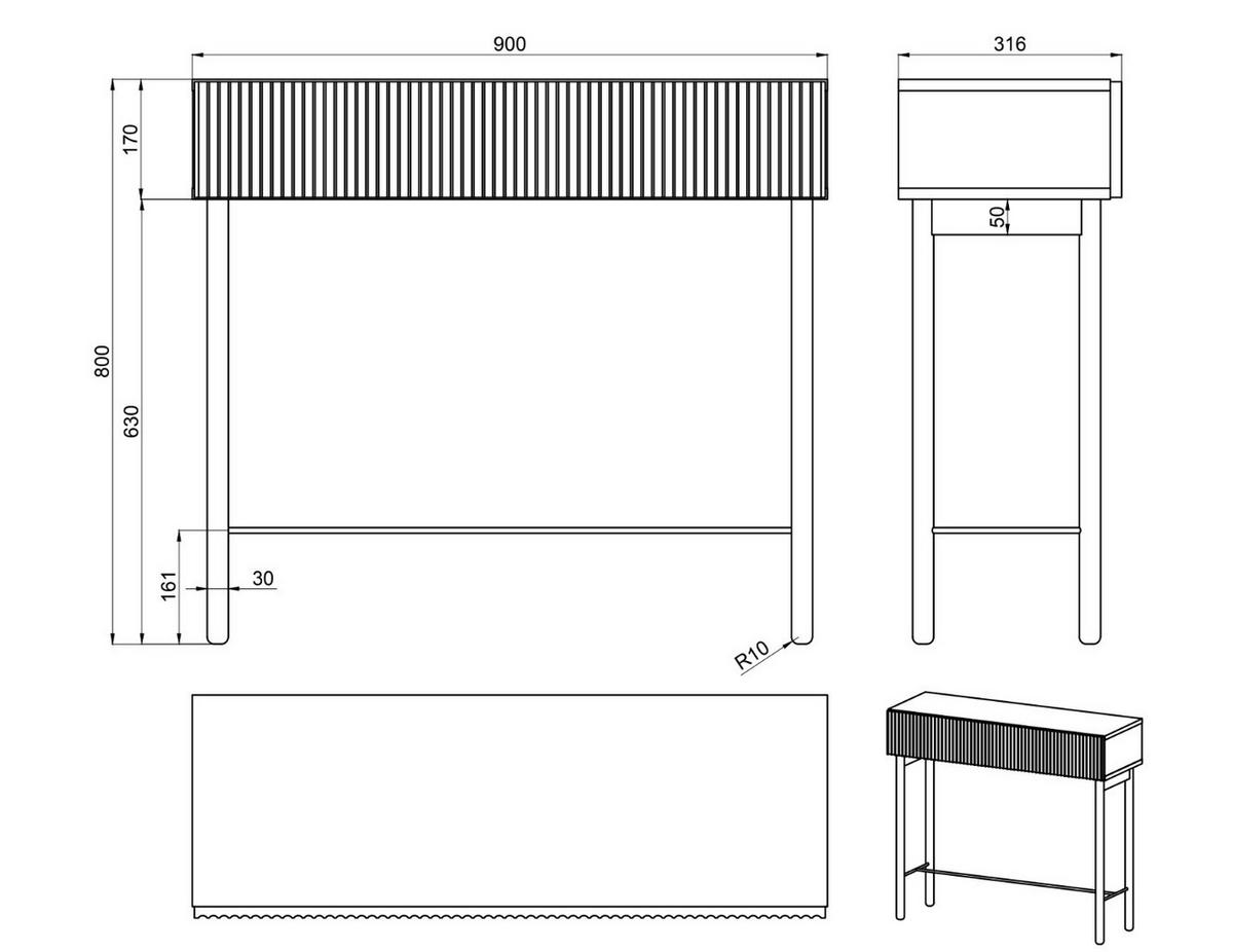 KONSOLENTISCH Nolie Eichenholzoptik 90 cm - Eichefarben, Holz/Holzwerkstoff (90/80/35.6cm) - Selsey