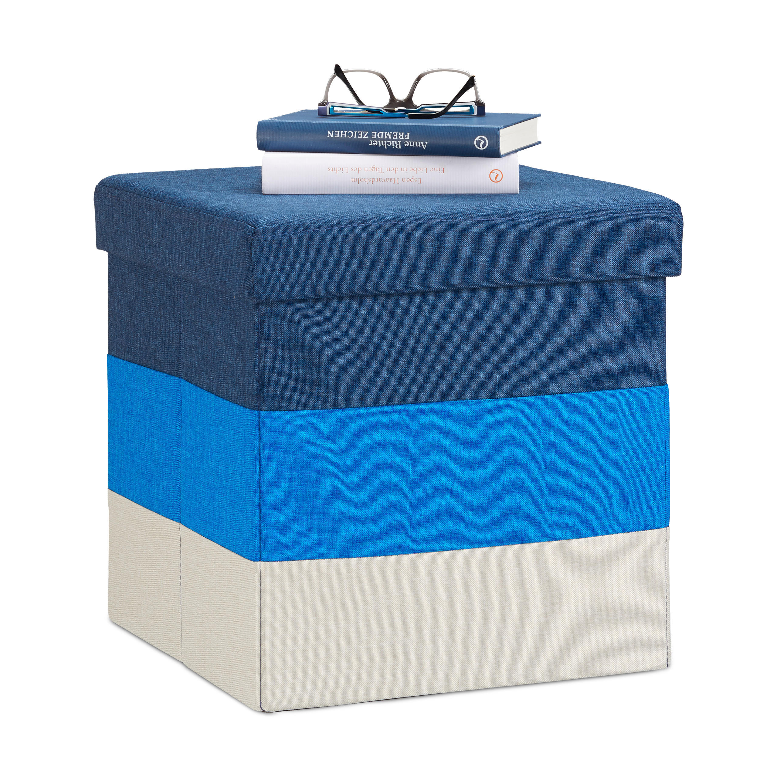 HOCKER - Multicolor, Holzwerkstoff/Textil (38/38/38cm) - Relaxdays