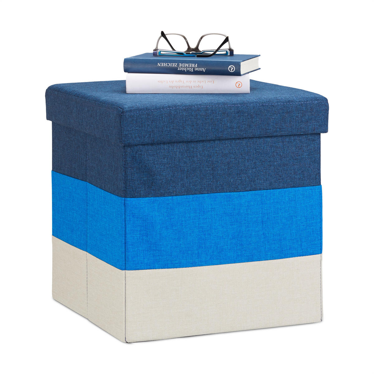 HOCKER - Multicolor, Holzwerkstoff/Textil (38/38/38cm) - Relaxdays
