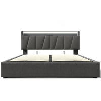 POLSTERBETT 140/190 cm Grau mit USB Ladefunktion, LED-Beleuchtung und Stauraum-Kopfteil - Grau, Textil (140/190cm) - Oxeza