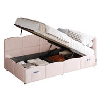 POLSTERBETT 90/200 cm rosa aus Samt mit Stauraum und USB - Rosa, Holzwerkstoff (90/200cm) - OKWISH