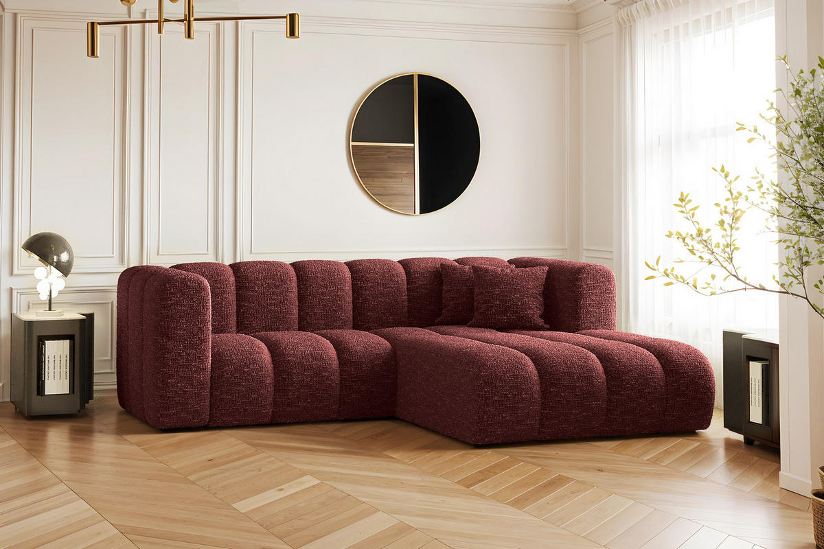 ECKSOFA L-form Sofa Grand modular stoff Haga Rotwein Rechts - Rot, Holz (227/179cm) - Kaiser Möbel