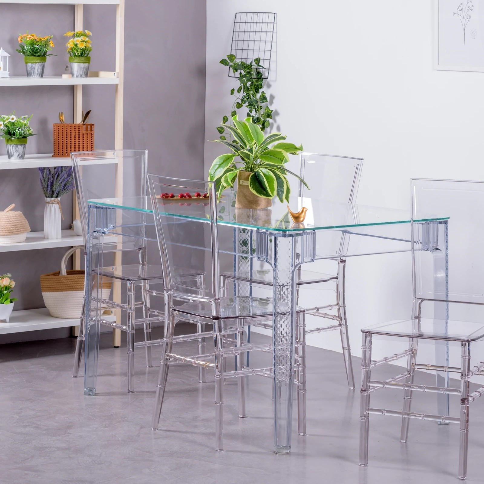 ESSZIMMERMÖBEL-SET Transparent Kunststoff Transparent - Transparent, Kunststoff - Nest Dream
