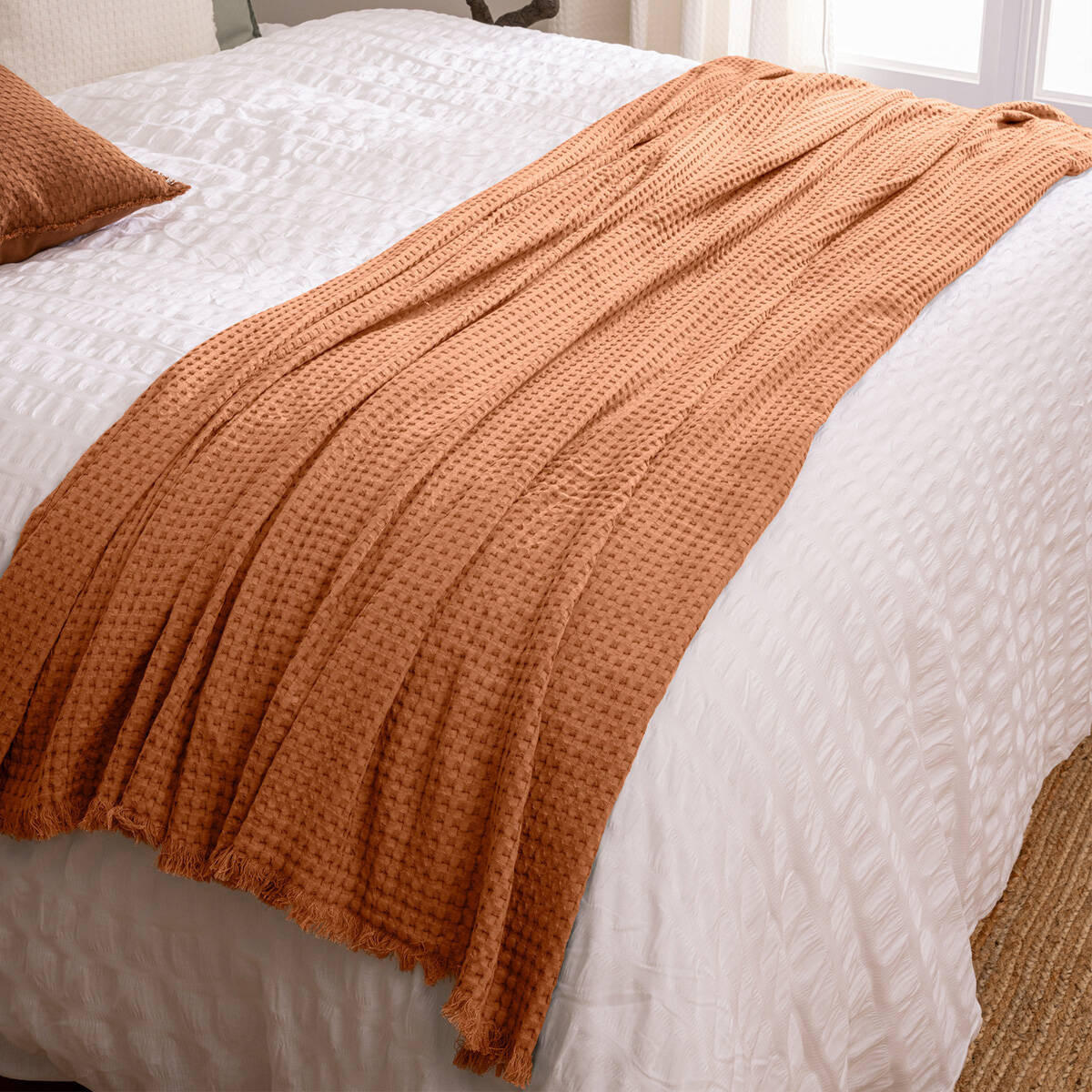 TAGESDECKE Baumwolle Widdy 130/180 cm - Terra cotta, Naturmaterialien (130/180cm) - Atmosphera Createur d´interieur