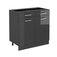 SPODNÍ SKŘÍŇKA KUCHYŇSKÉ LINKY R-Line Antracitový vysoký lesk - antracitová/vysoce lesklá černá, kompozitní dřevo (80/81.6/46cm) - Vicco