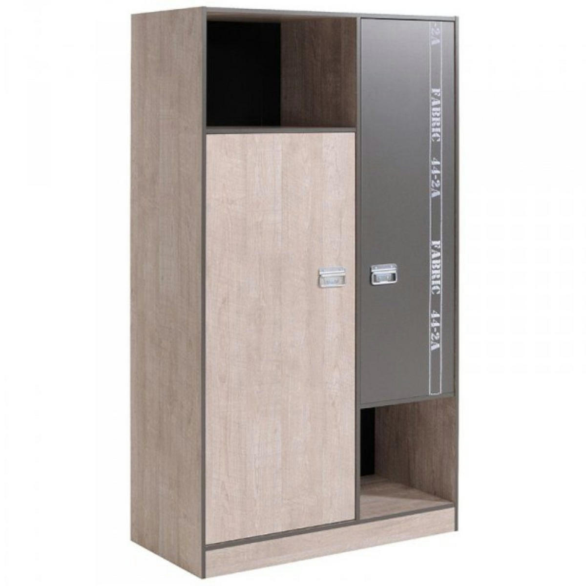KINDERZIMMER Set 4-tlg Kleiderschrank Schreibtisch Stauraumbett 90x200 - Chromfarben/Eschefarben, Holz/Holzwerkstoff (207/182/99cm) - Parisot Meuble