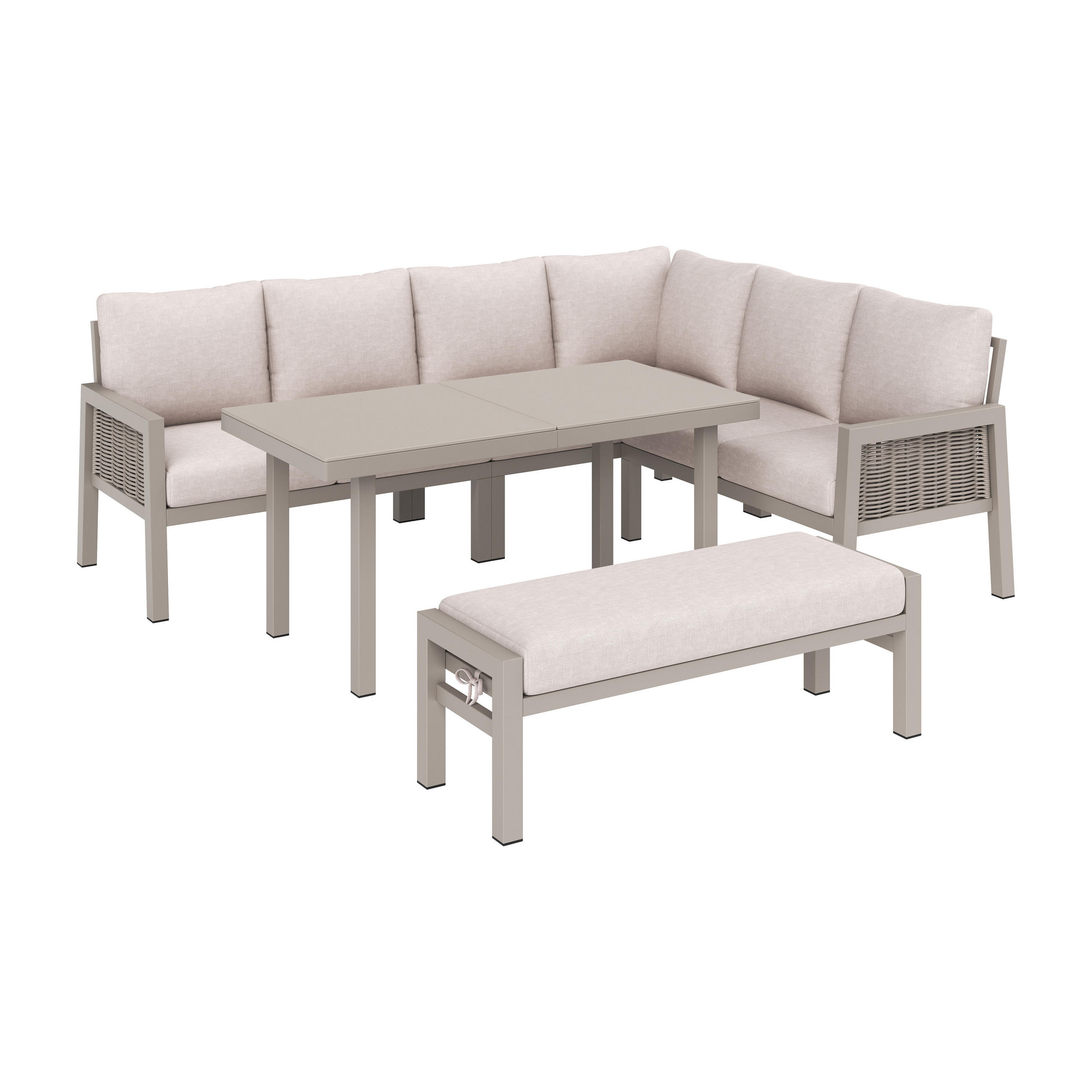 GARTEN Essgruppe 8-Sitzer 235×184×77.5 cm Industriestil, beige - Beige, Textil