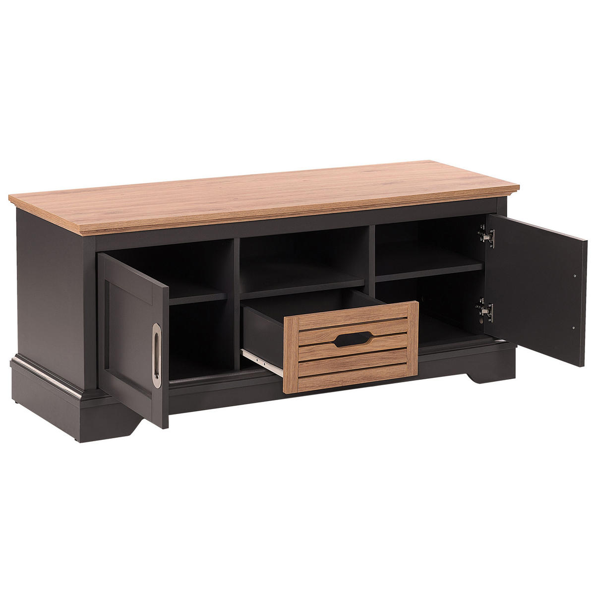 TV-MÖBEL Grau, Hellbraun, GARET 40/120/50 cm - Grau, Holzwerkstoff (120/50/40cm) - Beliani