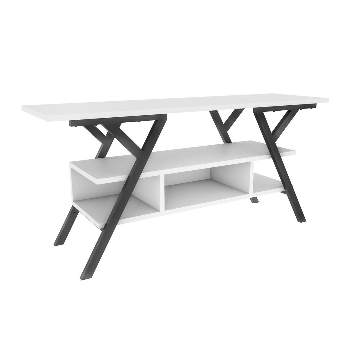 TV Stand Minerva Black Schwarz - Schwarz/Weiß, Holzwerkstoff (120/55/35cm) - Decorotika