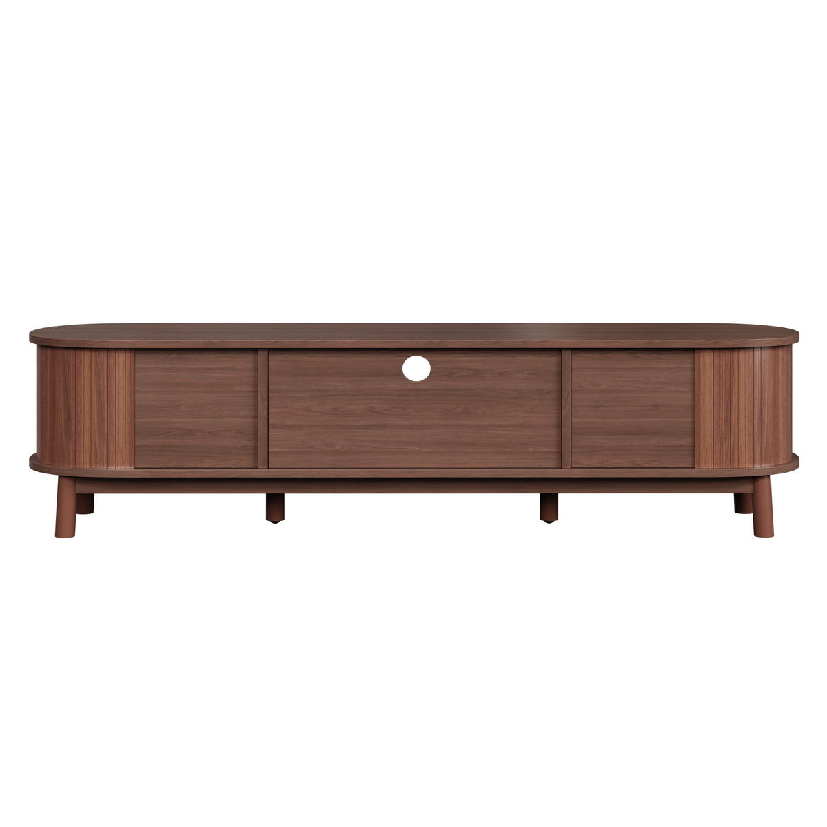 TV-LOWBOARD 165 x 37 x 46 cm, Rattan-Schubladen, Schiebetüren, Stauraum, Walnuss - Walnussfarben, Holzwerkstoff (165/46/37cm)