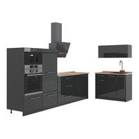 KUCHYNĚ Fame-Line, Antracitový vysoký lesk/Antracit, 380 cm, PD Dub - antracitová, kompozitní dřevo (380/153.6/60cm) - Vicco