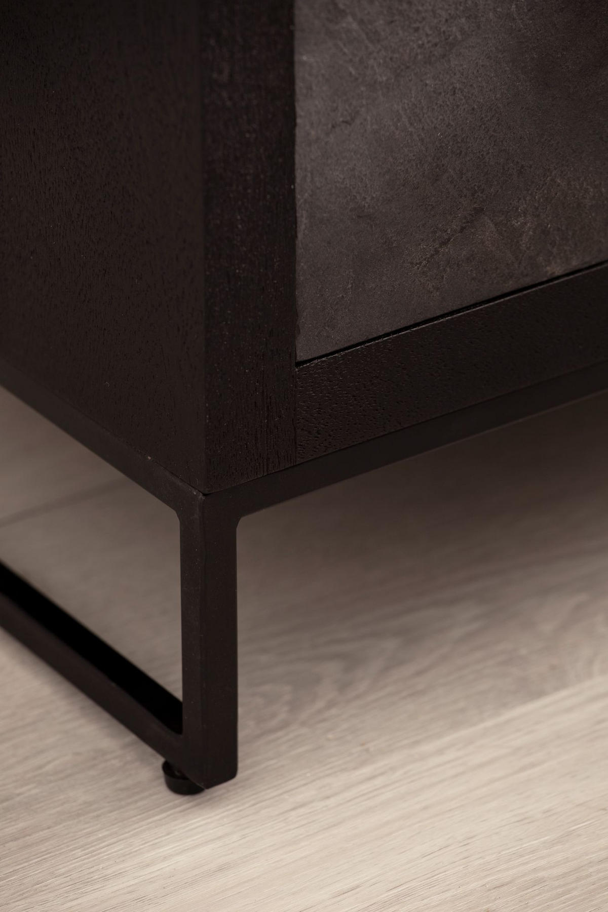 NACHTTISCH Massivholz Steinoptik 3 Schubladen Metallgestell, Schwarz 40x30x60 cm - Schwarz, Holz/Metall (40/60/30cm) - KADIMA DESIGN