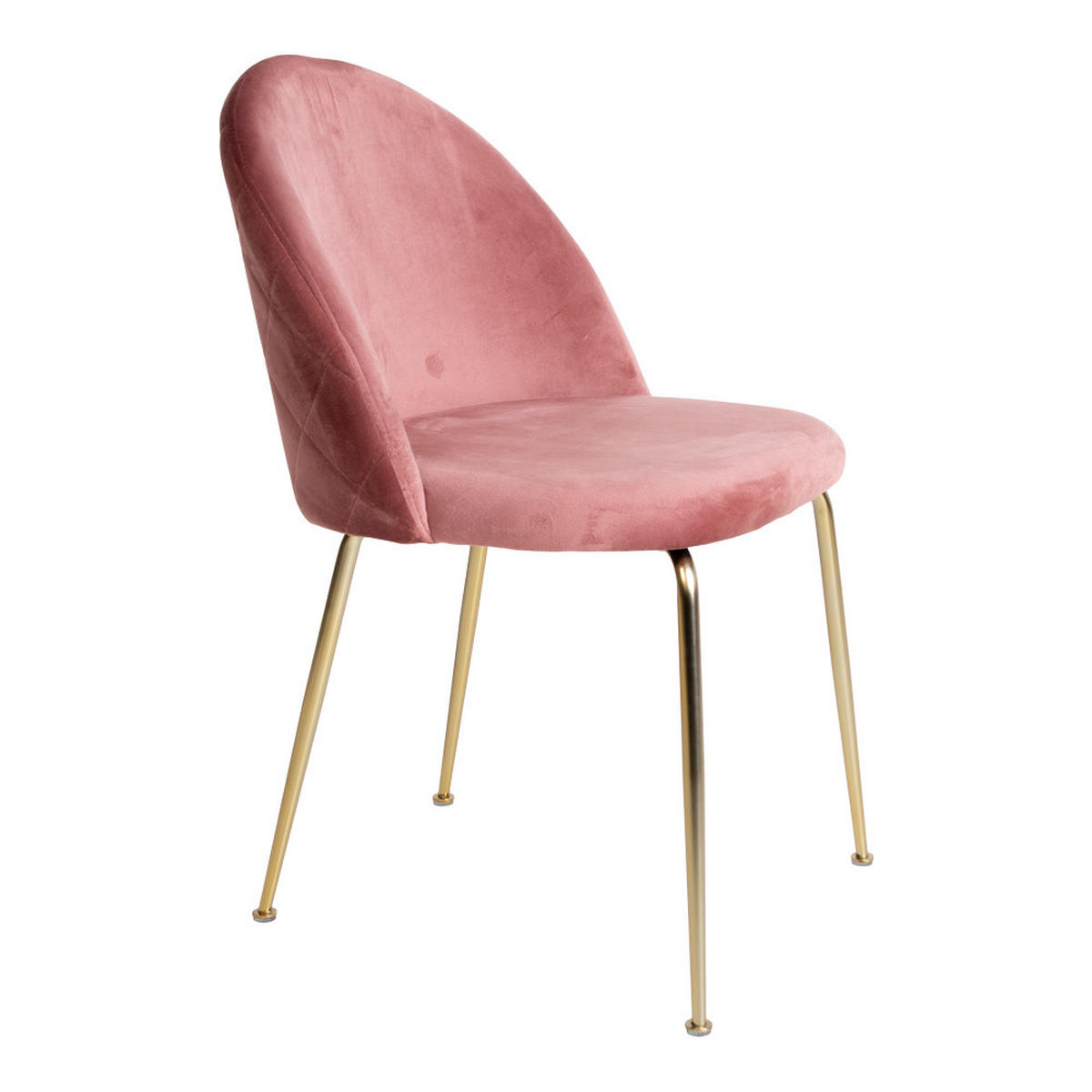 STUHL 2er-Set rosa velours, Beine im Messing Look - Rosa, Holzwerkstoff (51/78/52cm) - ebuy24