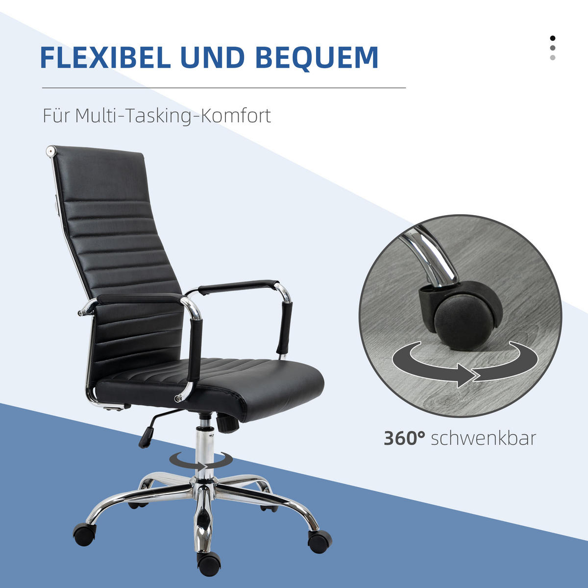 BÜROSTUHL mit Wippfunktion, Kunstleder, Schwarz - Schwarz, Leder (62/114/54cm) - Vinsetto
