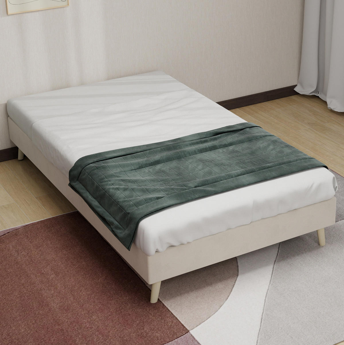 POLSTERBETT 90/200 cm Beige aus Stoff und Metall mit Stauraum - Beige, Textil (90/200cm) - OKWISH