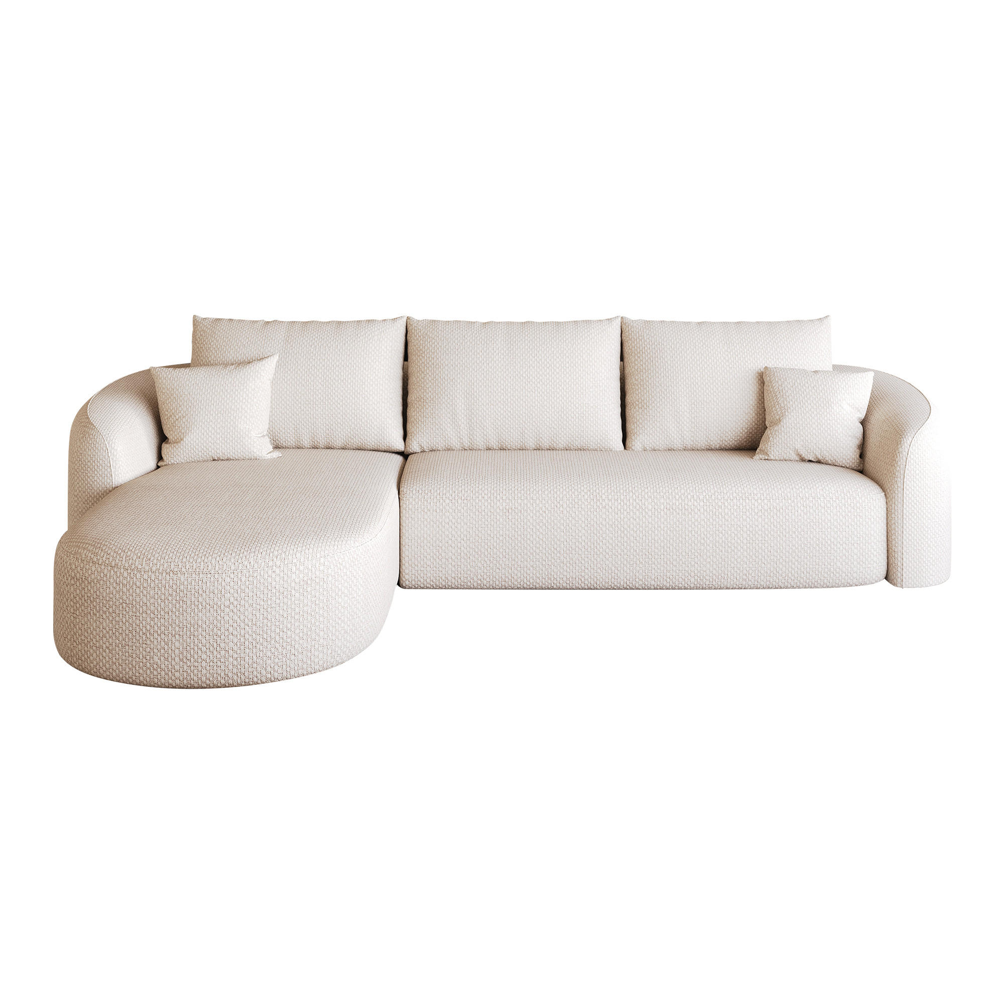 ROHOVÁ POHOVKA Modulární cloud pohovka bílá 266 cm – levé provedení - bílá, textil (266/168cm) - Urban Meuble