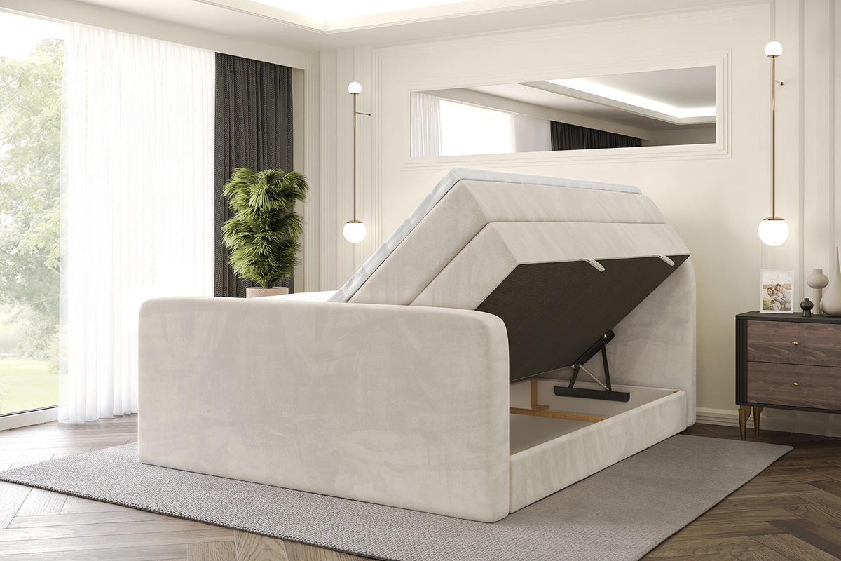 BOXSPRINGBETT mit Matratze und Lattenrost - NOX-Z KING-160x200 - Beige Casablanca - Beige, Holzwerkstoff (160/200cm) - ALTDECOR