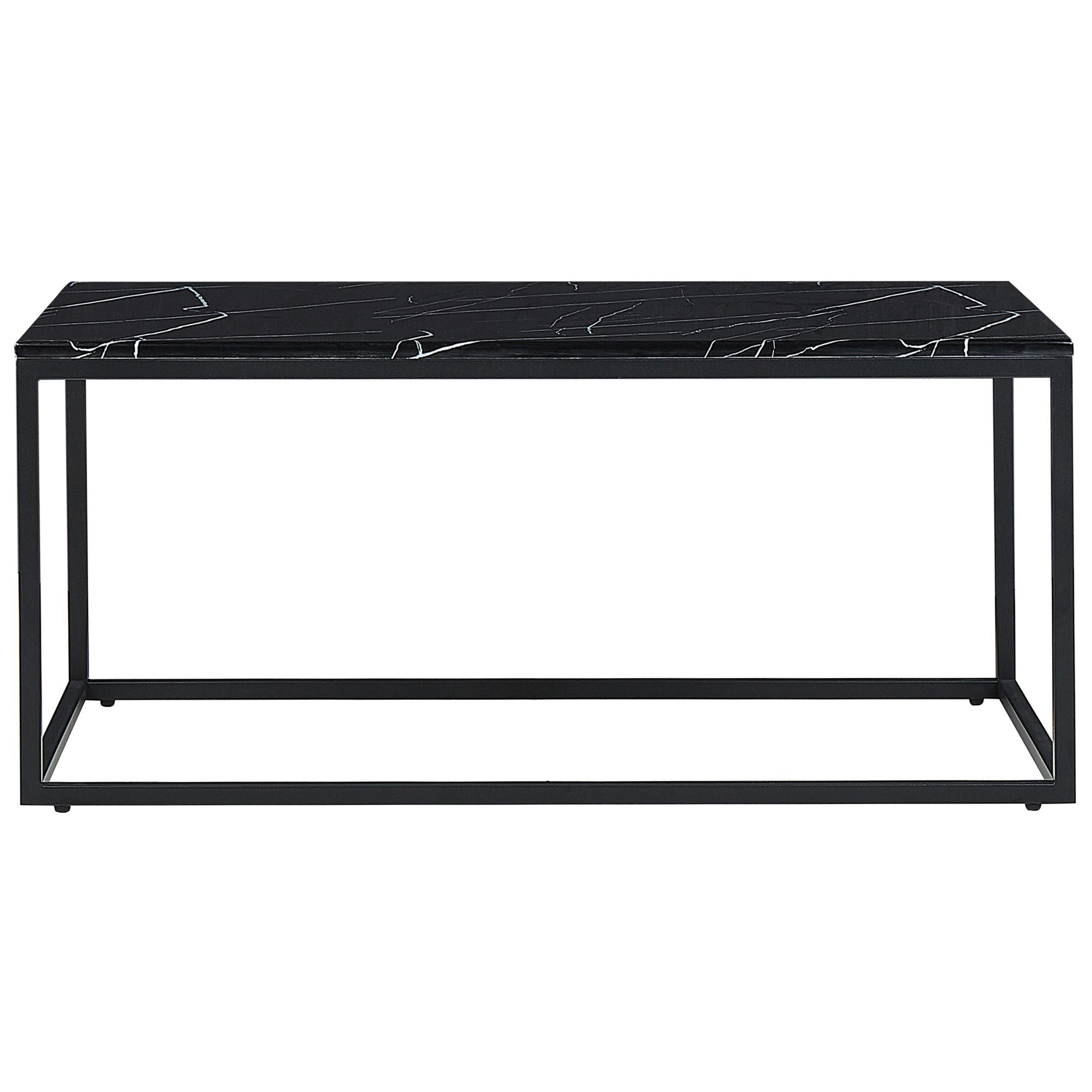 COUCHTISCH Marmor Optik schwarz rechteckig 60/100 cm Delano - Schwarz, Holzwerkstoff (60/100/45cm) - Beliani