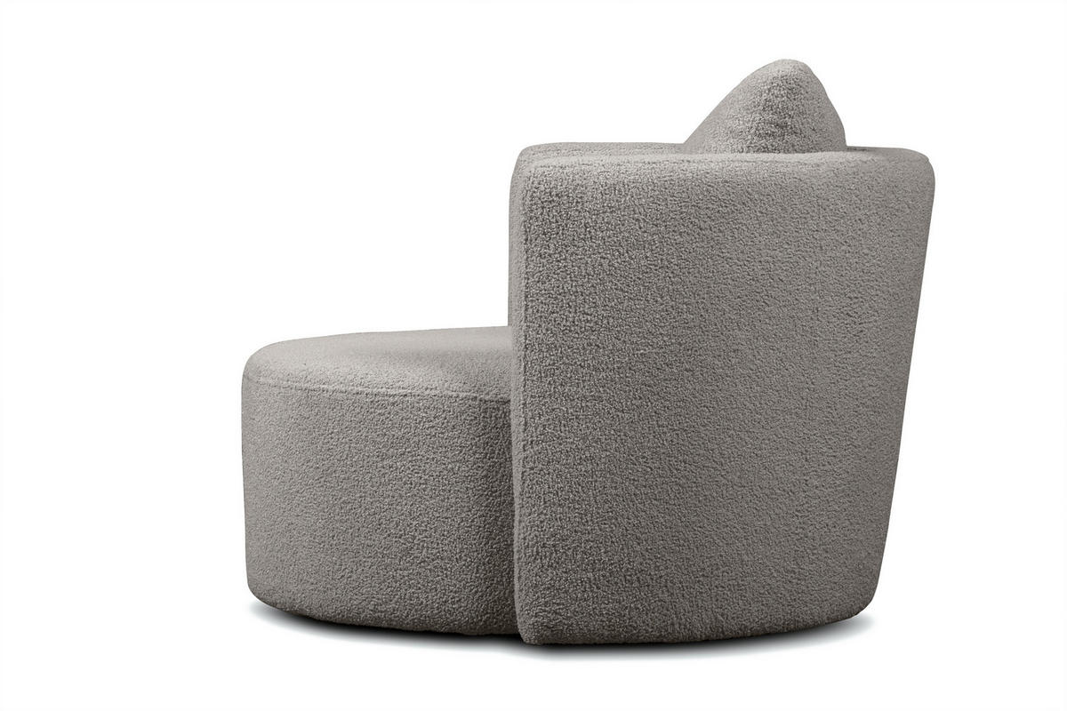 DREHSESSEL-SET RAGGI inkl. Sitzhocker, Boucle, Hellgrau - Hellgrau, Textil (92/75/80cm) - KONSIMO®