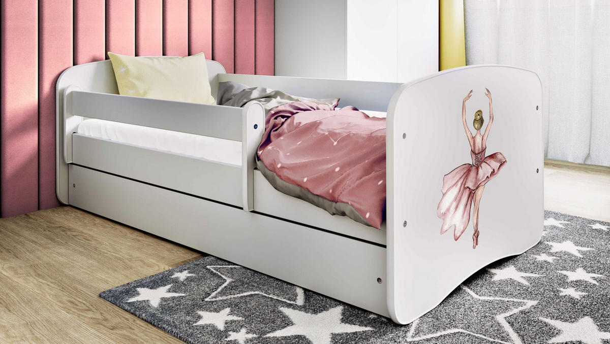 KINDERBETT Tänzerin mit Schublade und Matratze 180/80 - Weiß, Holzwerkstoff (80/180cm) - RAUMHIRSCH FURNITURE