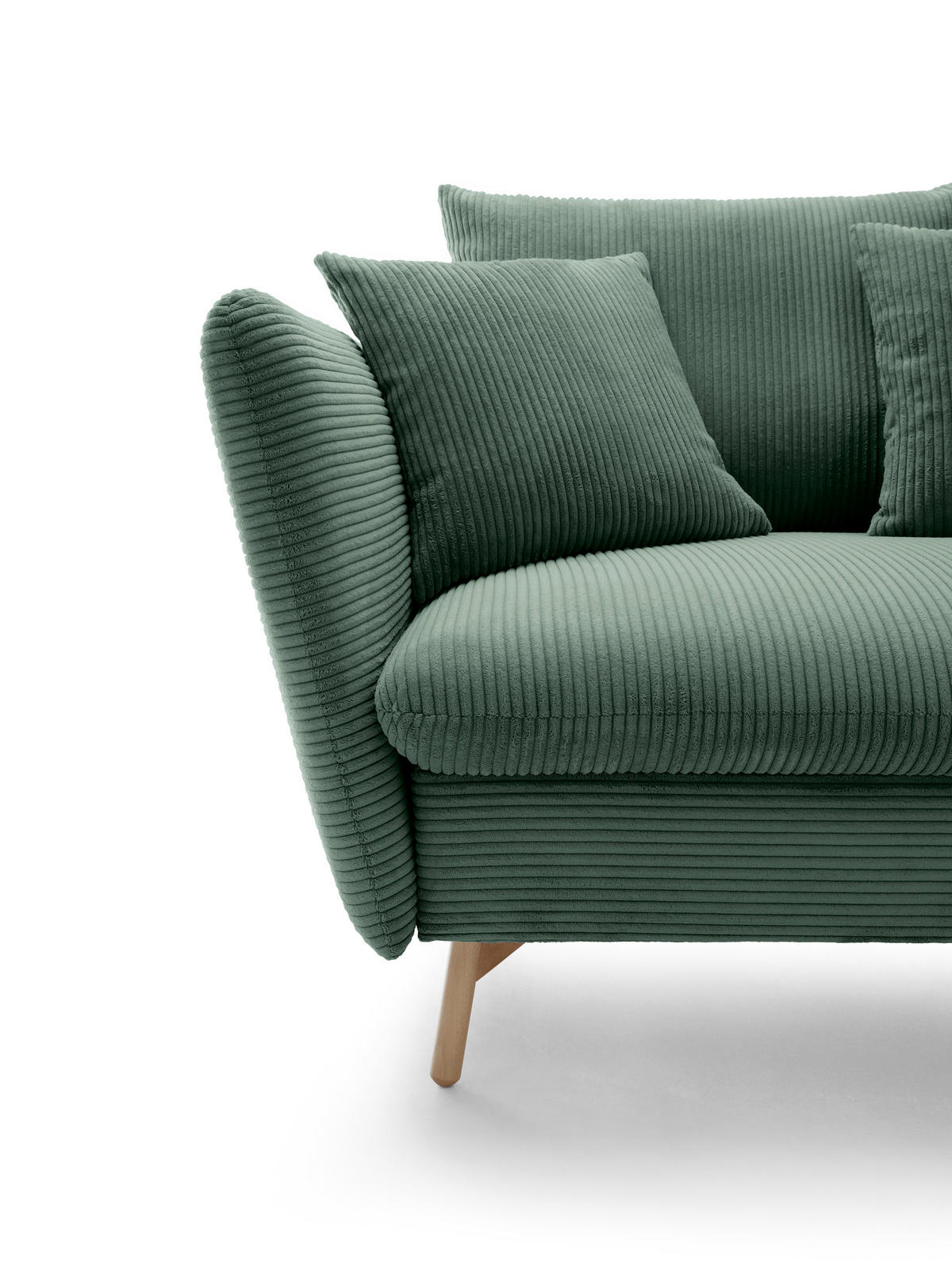 ECKSOFA Savona L-Form 260 cm, Cordstoff, Rechts, Grün - Grün, Holz (167/258cm) - Emporius