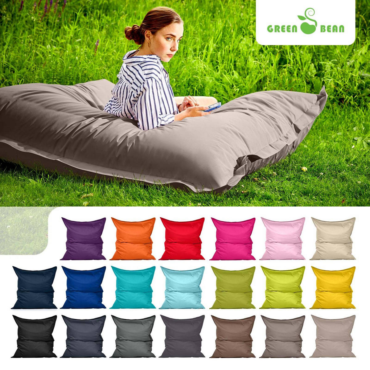 RIESEN-SITZSACK "Square" 140x180cm 380 L - Dunkelbraun, Textil (140/25/180cm) - Green Bean